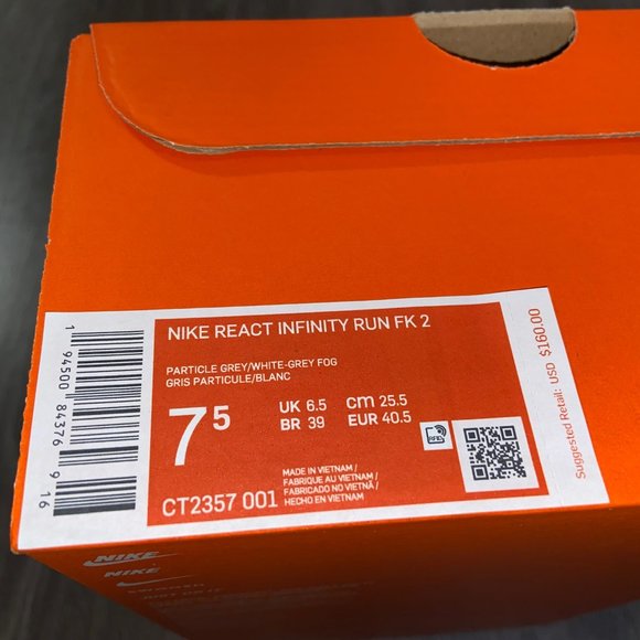 Nike React Infinity Run FK 2 Men Running Shoes Size 7.5 Particle Grey CT2357-001 main image 5